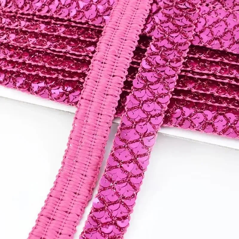 20/100Meters 2cm Sequin Lace Trim Braided Decoration Ribbons Stage Costumes Hat Webbing Trimming DIY Sewing Accessories