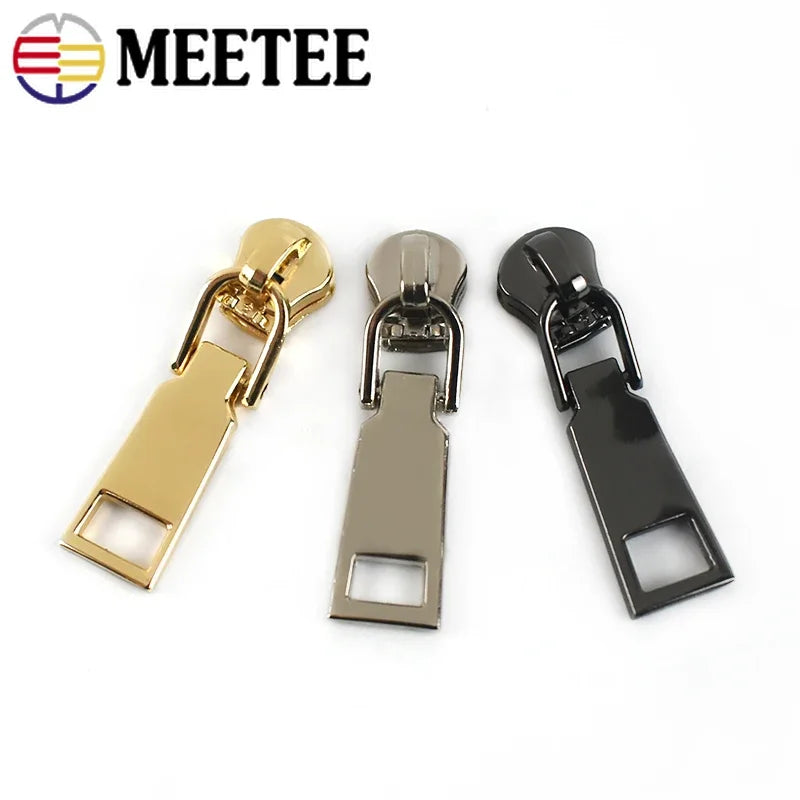15/500pcs Meetee 5# Zipper Slider for Metal/Nylon/Resin Zippers DIY Bag Wallet Zip Head Puller Kit Garment Sewing Accessories