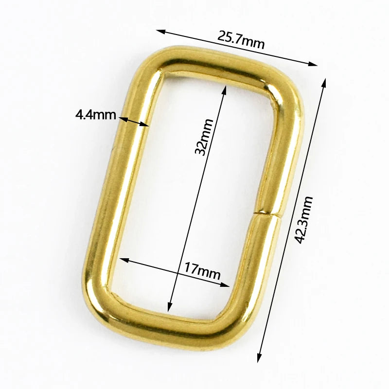 25/800Pcs 10-38mm Solid Brass Non Welded D Rings Square Bag Buckle Handbag Strap Clasp Webbing Dog Leash Adjuster Loops Hardware