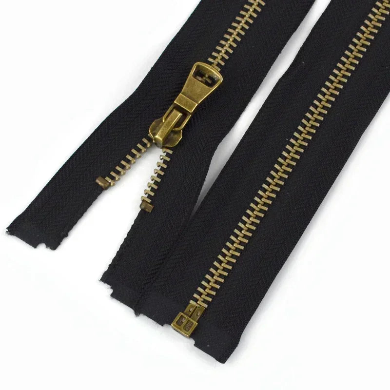 8/200Pcs 5# Copper Metal Zippers 40/50/60/70/80cm Open-End Zips Backpack Bag Jacket Clothing Decor Zipper Repair Sewing Accessory