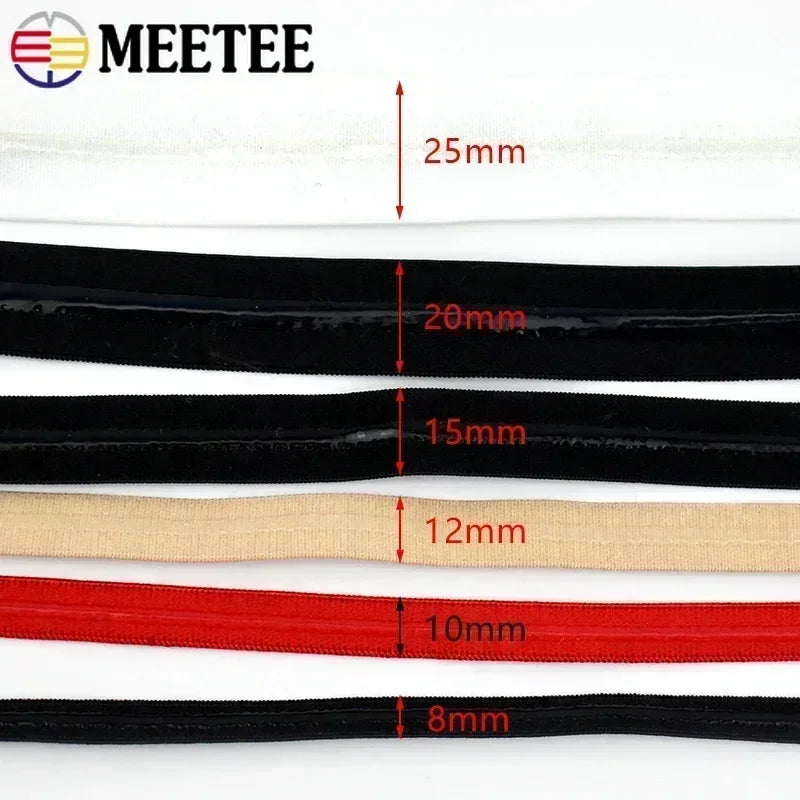 15/500M 8-25mm Silicone Elastic Bands for bra Underwear adhesive Rubber Band Garment Clothes Webbing Ribbon Sewing Accessory