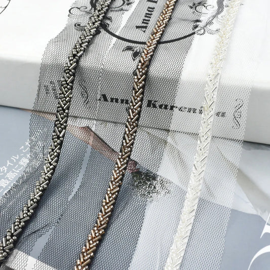 3/100Yards 7mm Beaded Laces Trim Pearl Lace Ribbon Applique Trimming Fringe Garment Dress Decor Tape Sewing Fabric Accessories