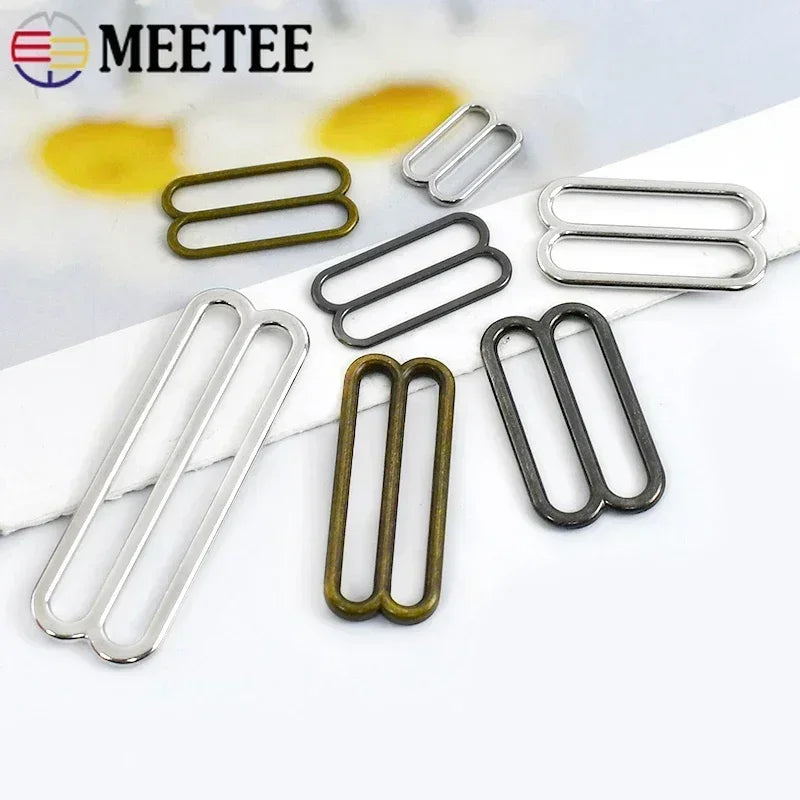 50Pcs 10-50mm Metal Buckles 8-shaped Tri-Glide Adjuster Slider Bikini Bra Rings Strap Belt Hook Clasp Webbing Bag Accessories