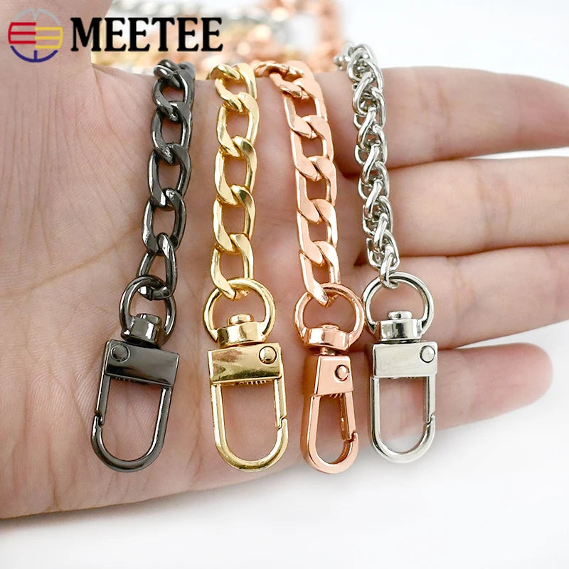 2/70Pcs Meetee 100/120cm Metal Purse Chains Bags Strap Replacement Shoulder Crossbody Bag Straps Wallet Handle DIY Handbags Hardware