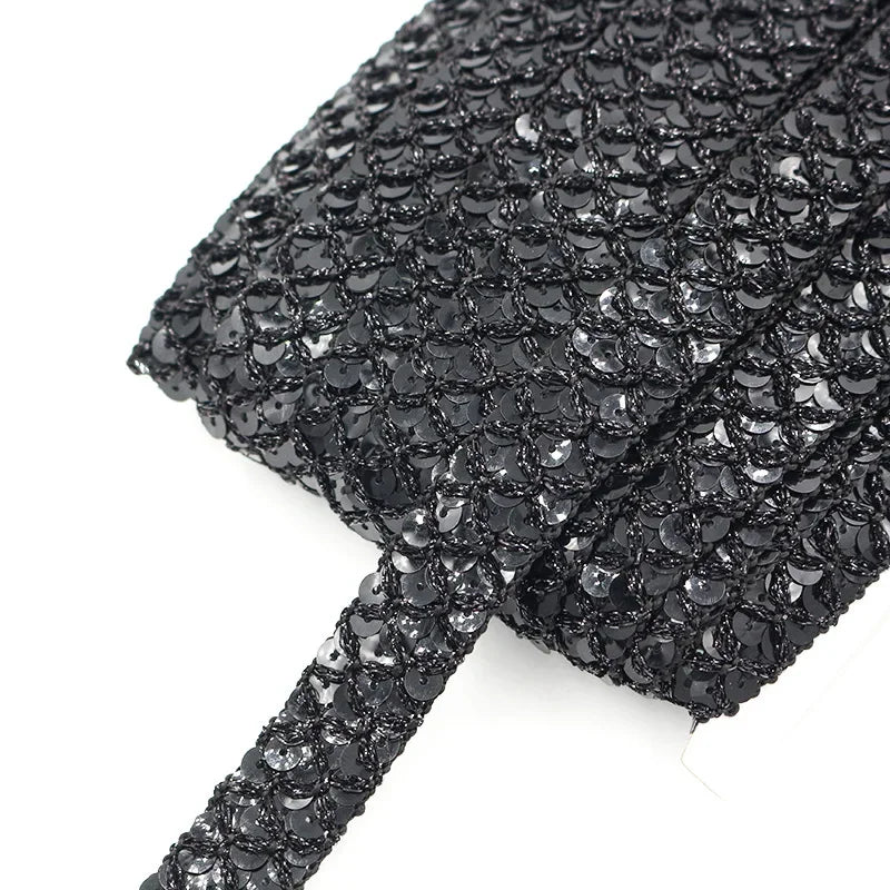 20/100Meters 2cm Sequin Lace Trim Braided Decoration Ribbons Stage Costumes Hat Webbing Trimming DIY Sewing Accessories