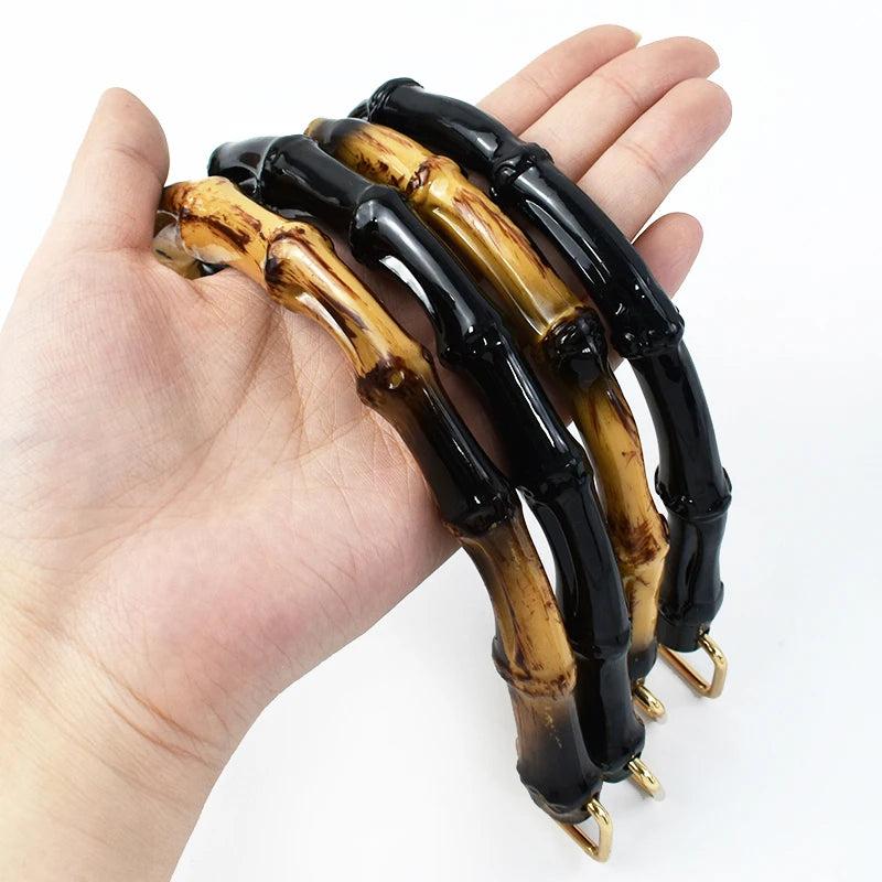 5/100Pcs Bmitation Bamboo Handle Purse Handles with Buckle Plastic Handbag Handles for Women Weaving Bag Hardware Accessories