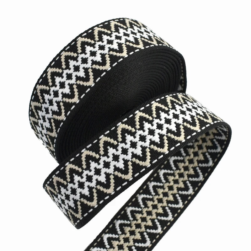 3/100Meters Jacquard Ribbon Band 38mm 1.7mm Thick Ethnic Webbing Tapes Bag Strap Repair Bias Binding DIY Garment Sewing Supplies