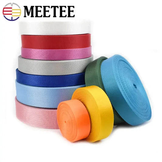 8/200Meters Colorful Nylon Webbing Strap 20-50mm Decor Ribbon Backpack Safety Belt Bias Binding Tape DIY Clothes Sewing Accessories