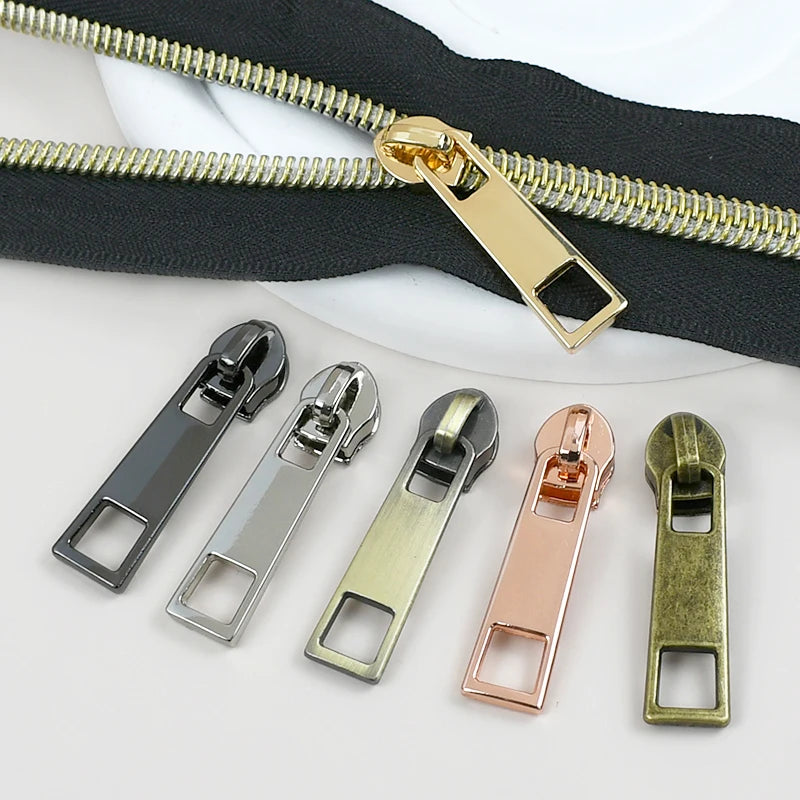 50/100Pcs 3# 5# Zipper Sliders for Nylon Zippers Bags Clothes Zips Auto Lock Zipp Pull Heads Repair Kit DIY Sewing Accessories