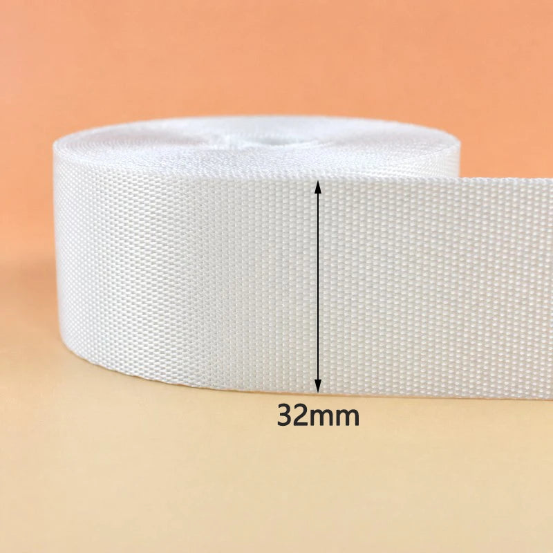 8/200Meters White Nylon Webbing 20-50mm Bag Shoulder Strap Tape Clothes Decorative Sewing Ribbon Bias Binding Accessories