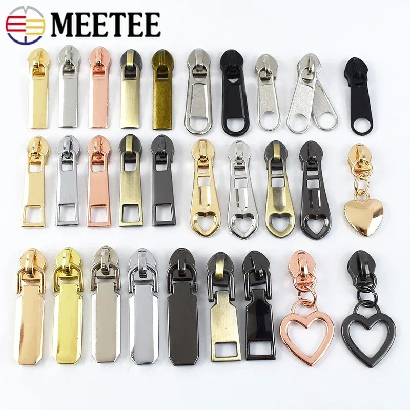 20/600Pcs Meetee Zipper Slider for 5# Nylon Zippers Tapes Backpack Jacket Zip Puller Head Repair Kit DIY Sewing Accessories