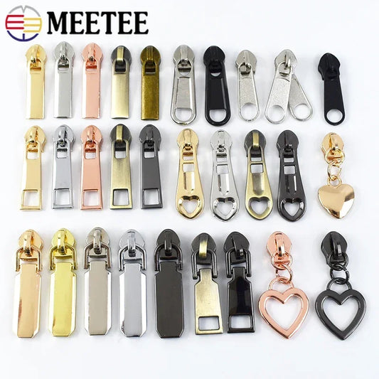 20/600Pcs Meetee Zipper Slider for 5# Nylon Zippers Tapes Backpack Jacket Zip Puller Head Repair Kit DIY Sewing Accessories