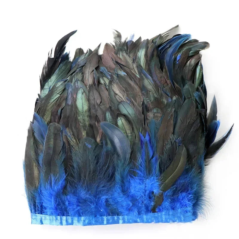 3/100M Meetee 5-6inch Natural Rooster Feather Tassel Lace Trim Fringe Ribbon for Party Dance Clothes Handmade Crafts Accessories