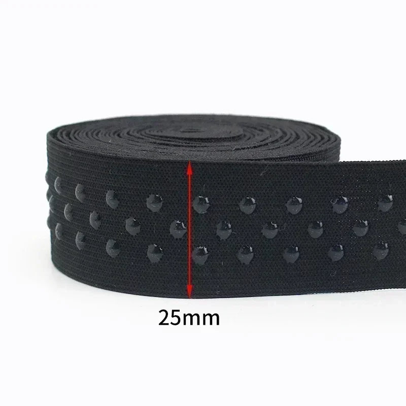 8/210M Meetee Black Silicone Elastic Bands Underwear Non-slip Rubber Tapes Waistband Belt Stretch Ribbon DIY Sewing Accessories