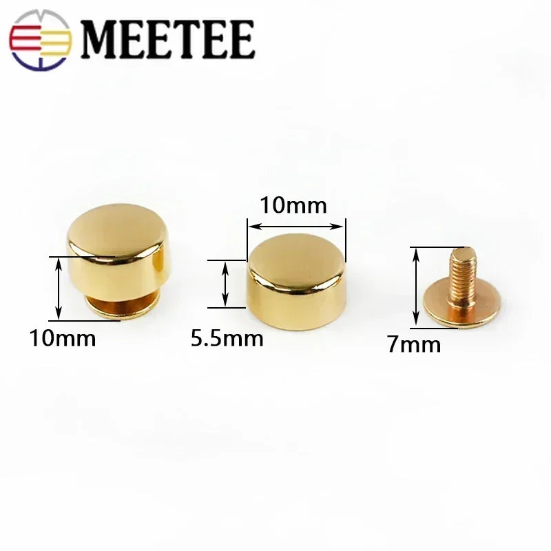 30/1000pcs Meetee 10mm Flat Screw Bag Accessories for Hanbag Bottom Studs Screws Rivets DIY Sewing Hardware Foot Nail Buckles