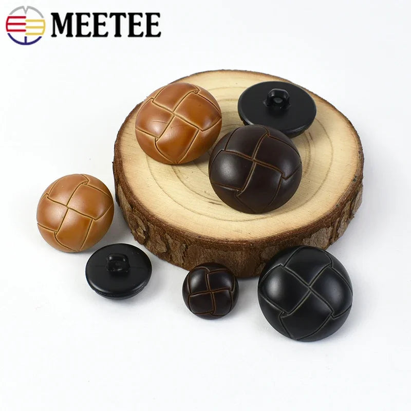 30/1000Pcs Imitation Leather Buttons Retro Round Plastic Button for Coat Jacket Windbreaker DIY Clothing Sewing Accessories