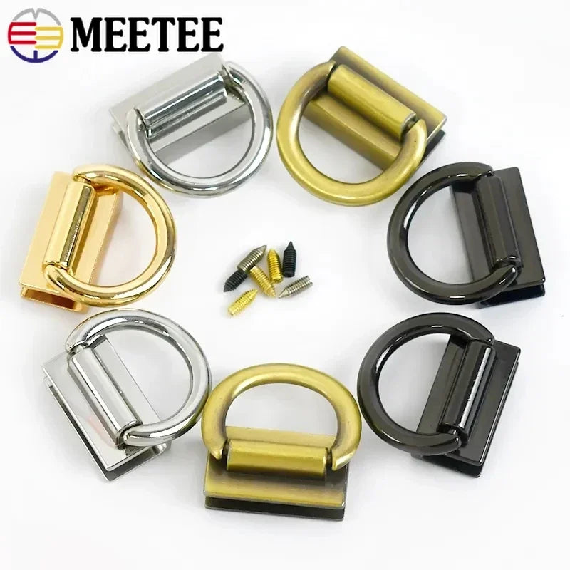 8/200Pcs D Ring Metal Bag Side Edge Hanger Buckle Bags Strap Clip Clasp for Handbag Handle Connector DIY Leather Craft