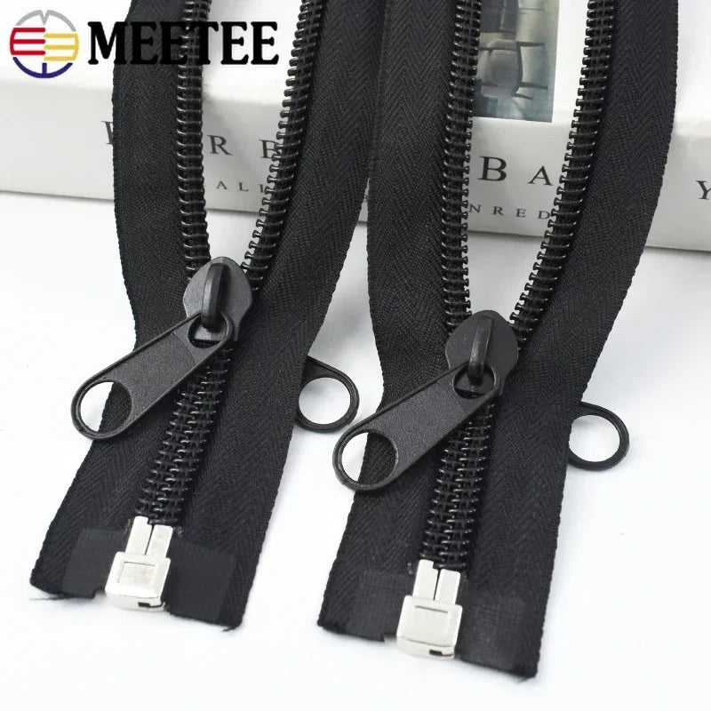 3/90Pcs Meetee 10# 80-300cm Plastic Nylon Zippers Black Open End Long Zip for Outdoor Tent DIY Tailor Sewing Craft Bag Clothes Accessory