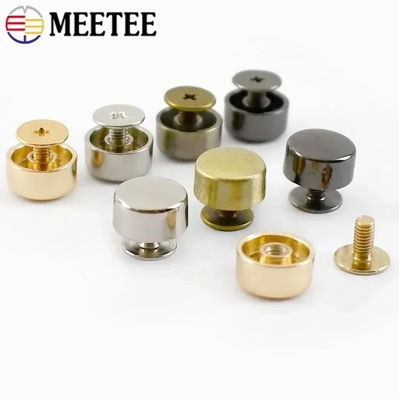 30/1000pcs Meetee 10mm Flat Screw Bag Accessories for Hanbag Bottom Studs Screws Rivets DIY Sewing Hardware Foot Nail Buckles