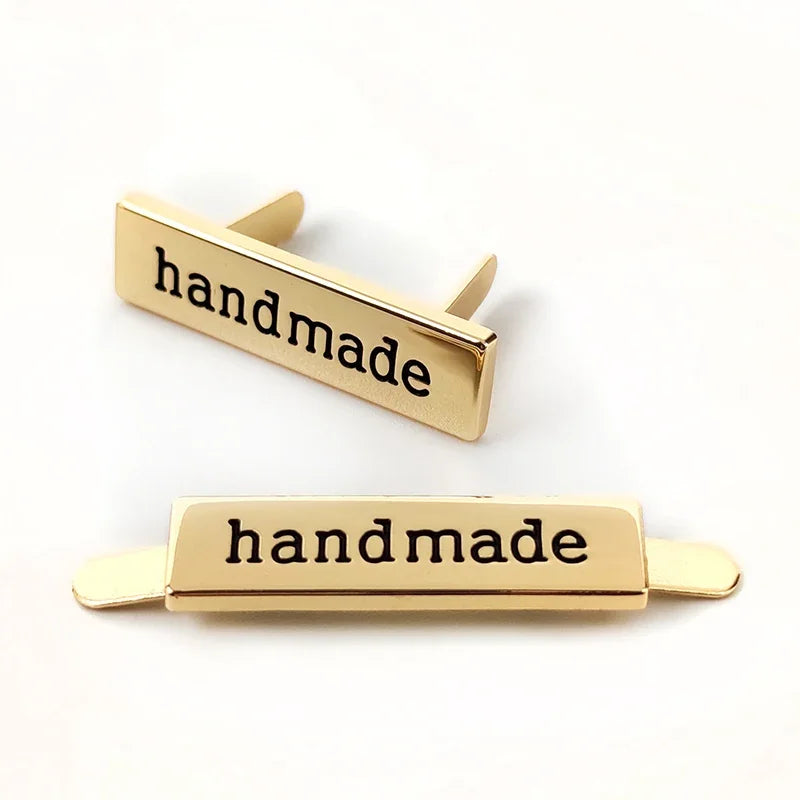 15/500pcs 36*10mm Handmade Metal Bag Labels Tag Handcraft Decorative Buckles for Purse DIY Hardware Sewing Leather Accessories