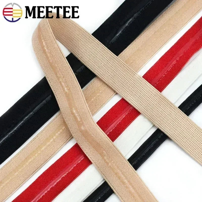 15/500M 8-25mm Silicone Elastic Bands for bra Underwear adhesive Rubber Band Garment Clothes Webbing Ribbon Sewing Accessory