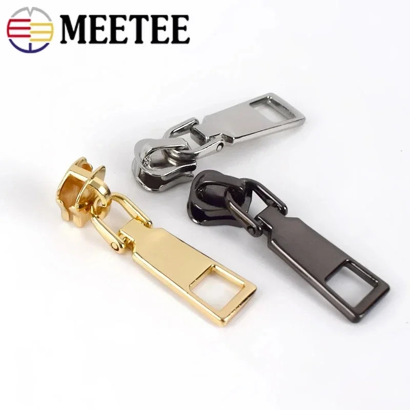 15/500pcs Meetee 5# Zipper Slider for Metal/Nylon/Resin Zippers DIY Bag Wallet Zip Head Puller Kit Garment Sewing Accessories