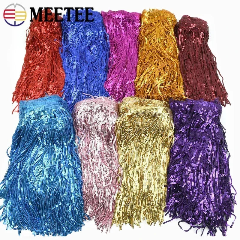 5/100Yards 20cm Sequin Tassels Fringe Glitter Dress Lace Trim Garment Ribbon Curtain Fabric Decorative DIY Sewing Accessories