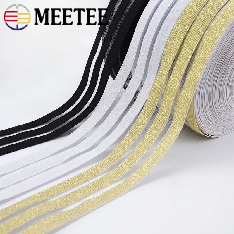8/200Meter 5cm/9cm Gold Silver Glitter Transparent Elastic Band Webbing DIY Pants Waist Belt Rubber Bands Sewing Accessories