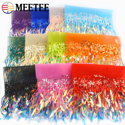 3/100Yards Sequin Tassel Mesh Tassels Fringe Decor Lace Trim Fabric for Wedding Clothes Curtain Fringes Trimmings DIY Accessories
