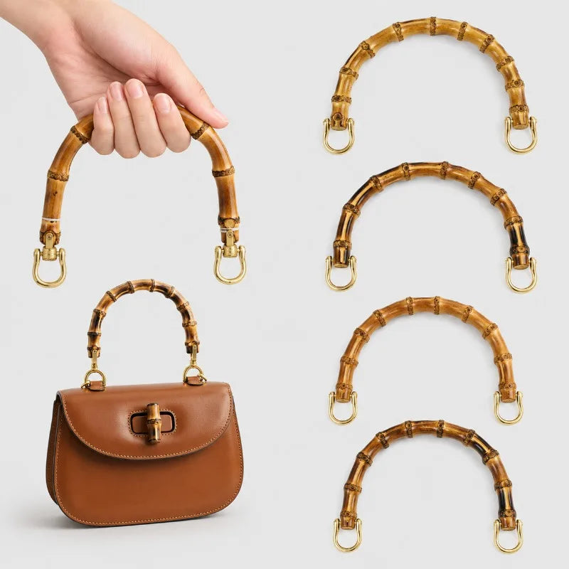 5/170Pcs Imitation Bamboo Handles Metal Buckle Wooden Frames Replacement Handle for Woven Bag DIY Sewing Hardware Accessories