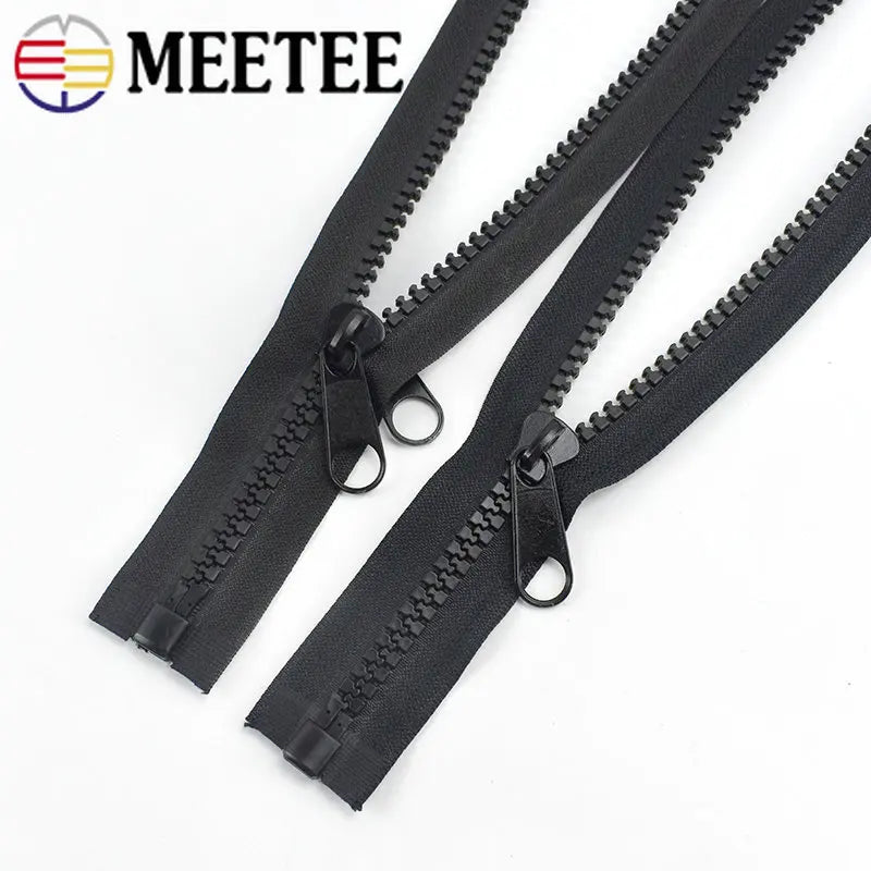 Meetee 2/80Pcs 60-400cm 10# Resin Zippers Open-end Single Double Sided Slider Zipper for Sleeping Bags Tent Long Zip Sewing Accessories