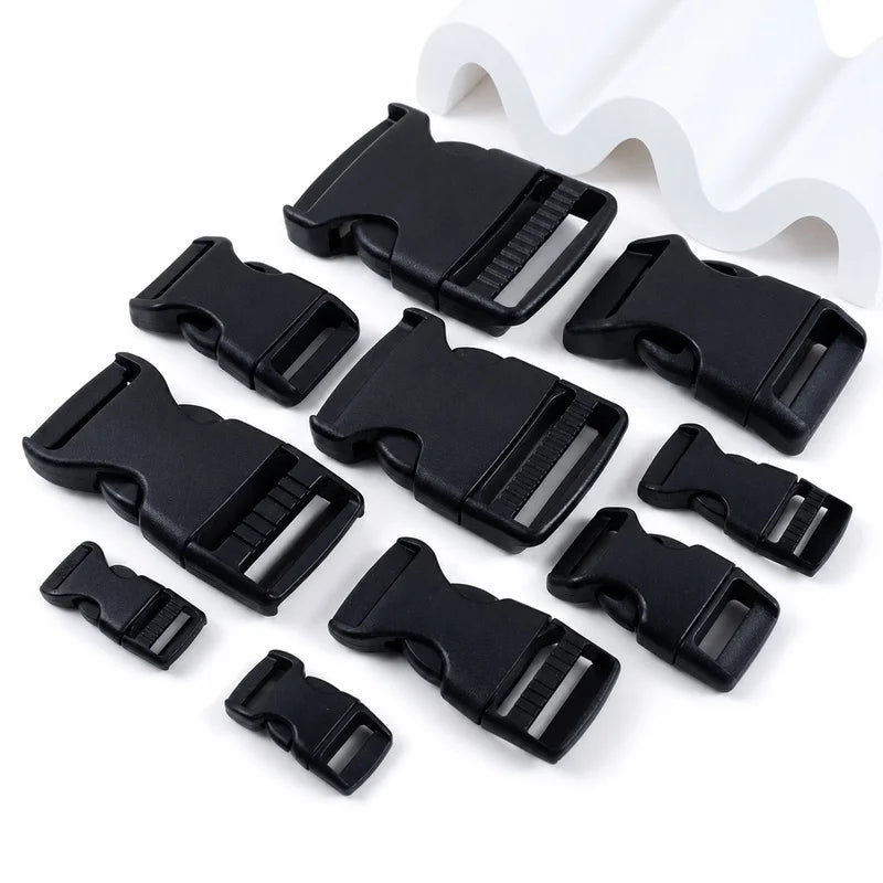 30/1000Pcs 10-38mm Black Plastic Buckles Bag Strap Side Release Buckle Dog Leash Adjust Belt Snap Button Webbing Clip Hook Fitting