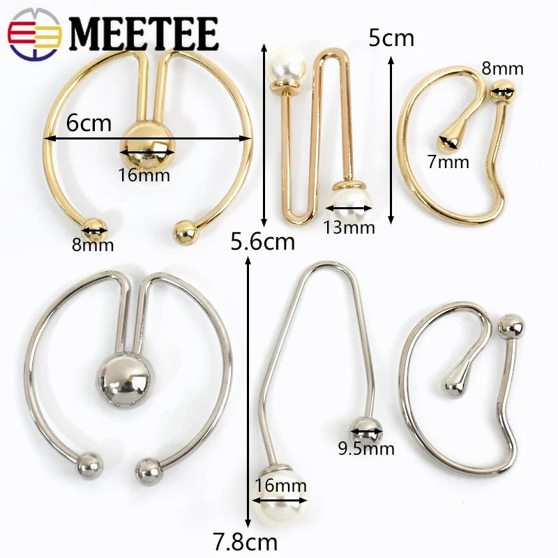 5/150Pcs Metal Ring Buckles U-shaped Detachable Decorative Clasp Irregular Spiral Button Shirt Collar Swimsuit Connection Hooks
