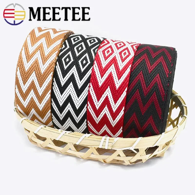 5/150M 2.2mm Thick 38/50mm Polyester Jacquard Webbing Canvas Ribbon for Strap Belt Tape Bag Backpack DIY Sewing Biasband Accessories