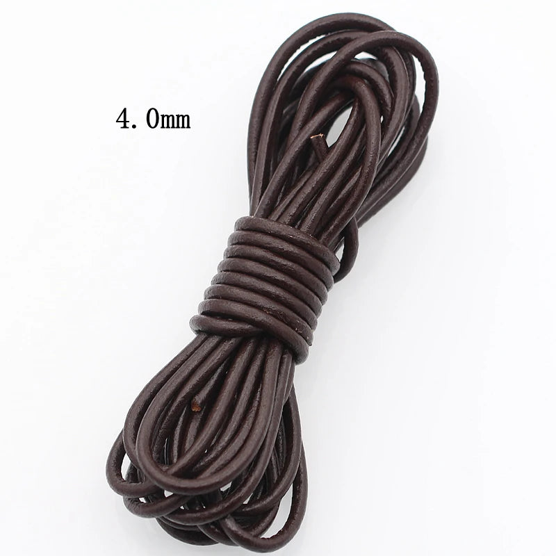 Meetee 3/100Meter 1.5/2/2.5/3/4/5mm Round Real Genuine Leather Cord Rope for Bracelet Necklace DIY Jewelry Cords Bags Craft Making