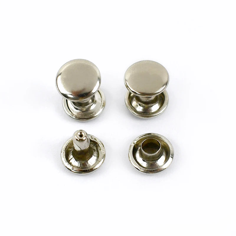 100sets Metal Double Cap Rivet Studs Button Round Rivets Nail for Leather Craft Bag Belt Shoes Garments Hat Pet Collar Buckle