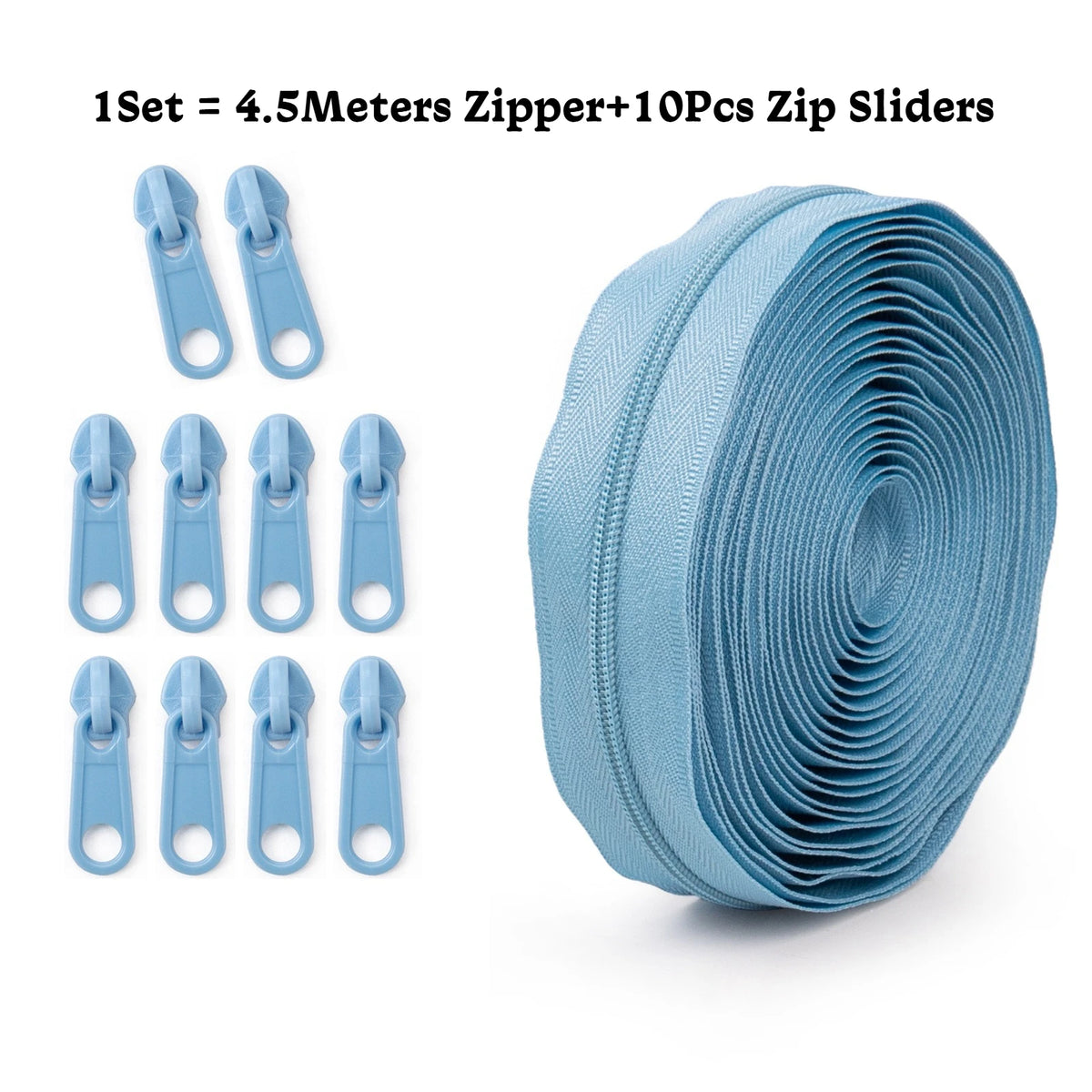 2/50Sets 3# Nylon Zipper Tape Assortment Kit Zippers for Sewing Coil Zip Strip Roll with Zips Sliders DIY Bags Clothing Craft Accessories