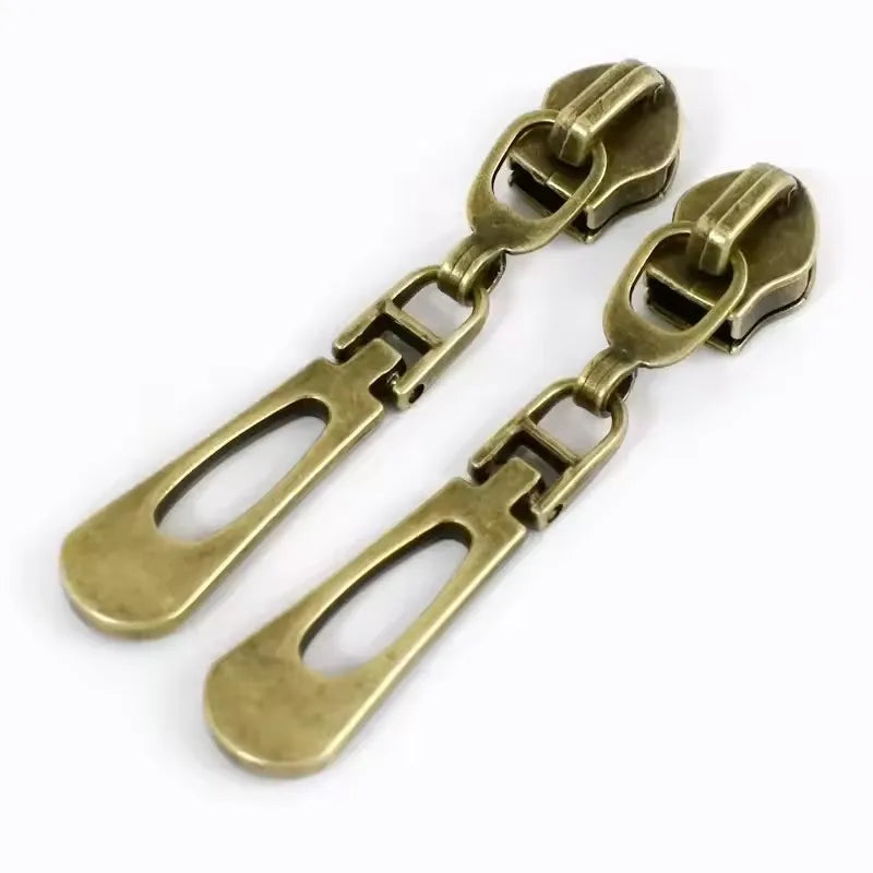 50Pcs 5# Bronze Zipper Sliders for Nylon Zippers Zip Head Puller Bag Clothes Luggage Repair Kit DIY Sewing Accessories