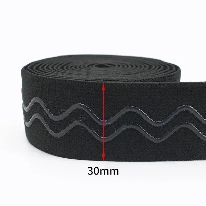 8/210M Meetee Black Silicone Elastic Bands Underwear Non-slip Rubber Tapes Waistband Belt Stretch Ribbon DIY Sewing Accessories
