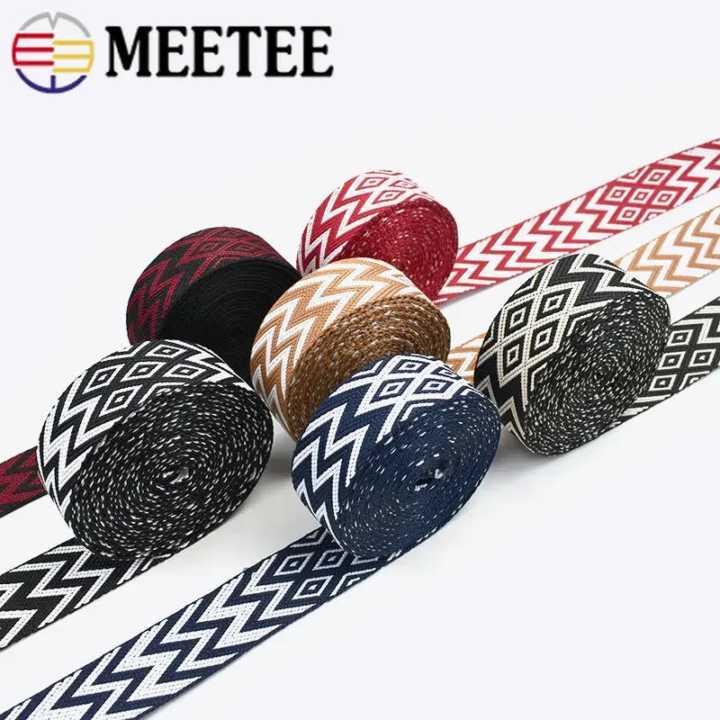 5/150M 2.2mm Thick 38/50mm Polyester Jacquard Webbing Canvas Ribbon for Strap Belt Tape Bag Backpack DIY Sewing Biasband Accessories