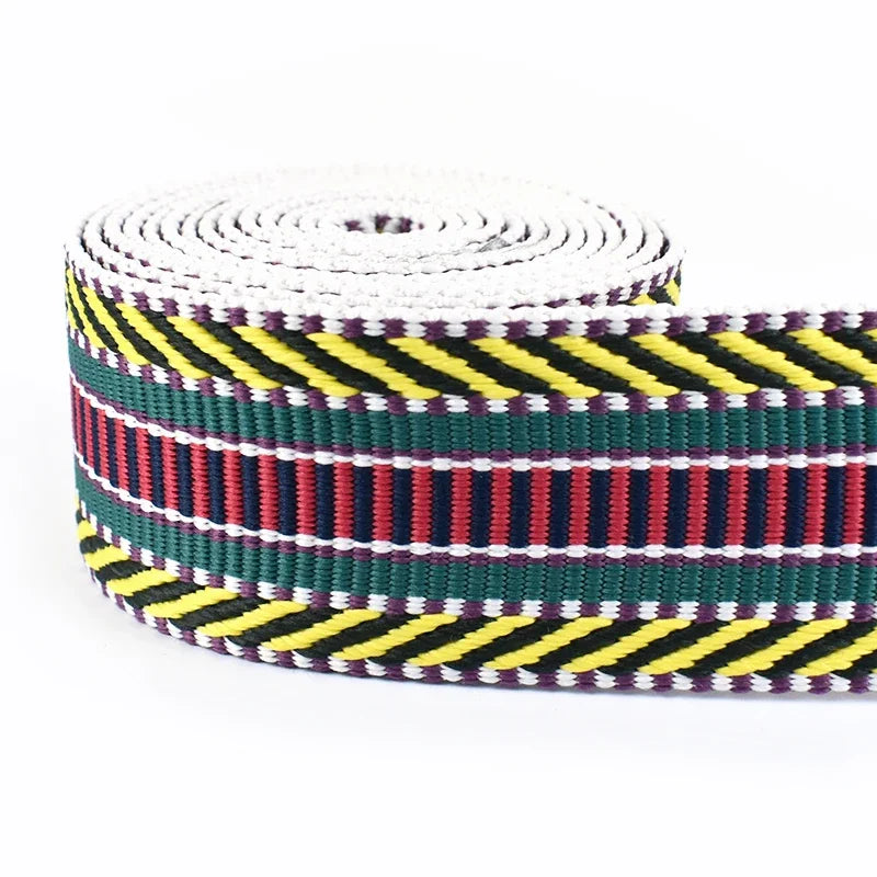 5/100Meters 38mm Polyester Cotton Jacquard Webbing Tapes 2mm Thick Bag Strap Belt Lace Ribbons DIY Garment Textile Sewing Decoration