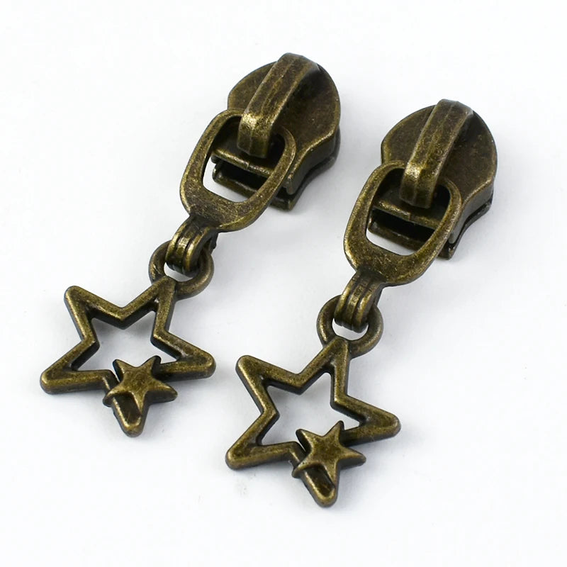 15/500Pcs 5# Nylon Zipper Sliders Zip Puller Head Bags Clothing Decoration Zippers Heads Repair Kit DIY Sewing Accessories
