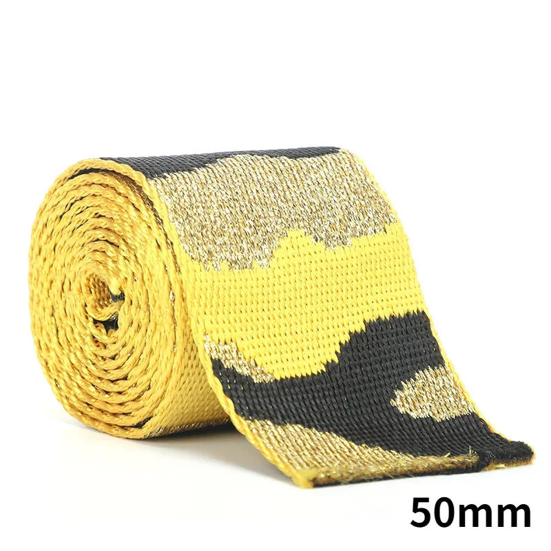 Meetee 2/50Meters 38/50mm Nylon Polyester Jacquard Webbing Camouflage Tapes for Backpack Strap Garment Ribbon Sewing Decoration Band