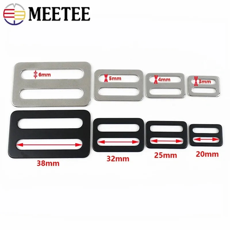 20/700Pcs Stainless Steel Adjust Buckle 20-50mm Webbing Strap Slider Tri-Glide Carabiner Clip Pet Collar Belt Ring Clasp Fastener