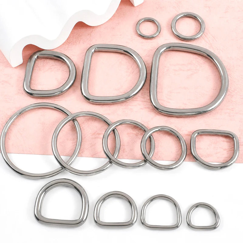 20/500Pcs 304 Stainless Steel Buckle 15-100mm Bag Strap O D Ring Hook Keychain Connector Loop Buckles Pet Collar Hardware Supply