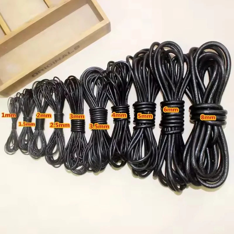 Meetee 3/100Meter 1.5/2/2.5/3/4/5mm Round Real Genuine Leather Cord Rope for Bracelet Necklace DIY Jewelry Cords Bags Craft Making