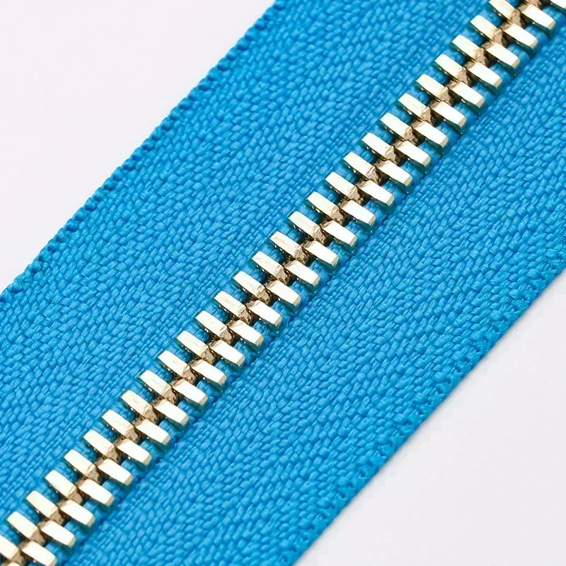 2/50Yards 5# Colorful Metal Zipper Gold/Sliver Teeth Double Pull Open-end Zips Tape Bag Garment Zip Repair Kit Sewing Accessory