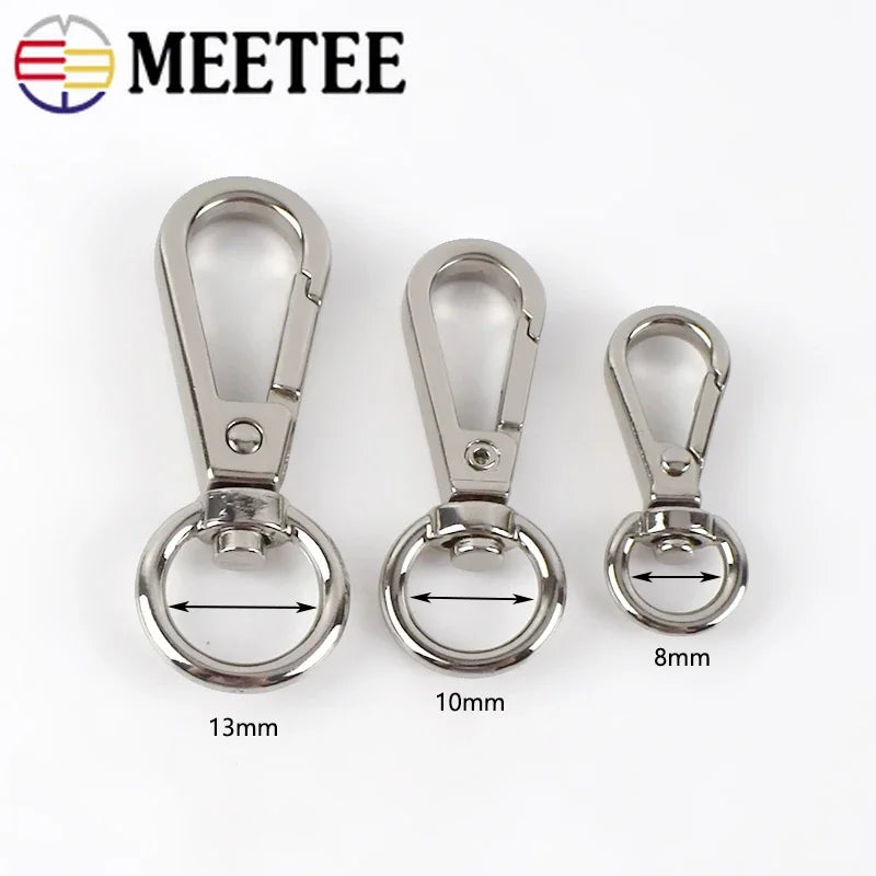 Meetee 20/600Pcs ID8-13mm Metal Bag Buckles Lobster Swivel Trigger Clips Snap Hook Handbag Hanger KeyChain DIY Sewing Accessories