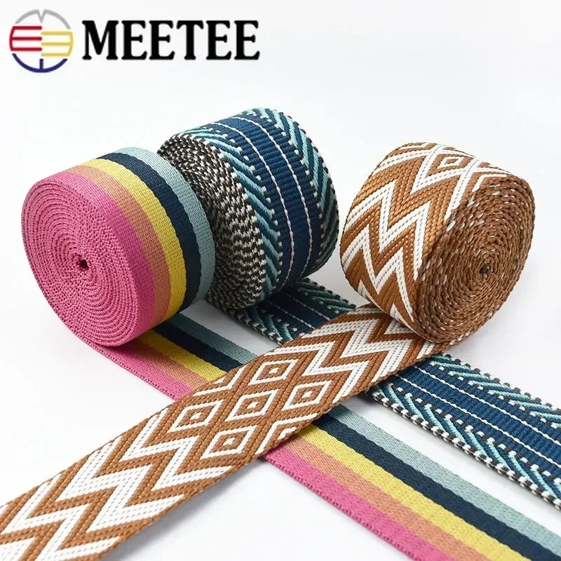 3/100Meters 38mm Thicken Polyester Jacquard Webbing Tape Luggage Decorative Belt Ribbon DIY Bags Shoulder Strap Sewing Accessories