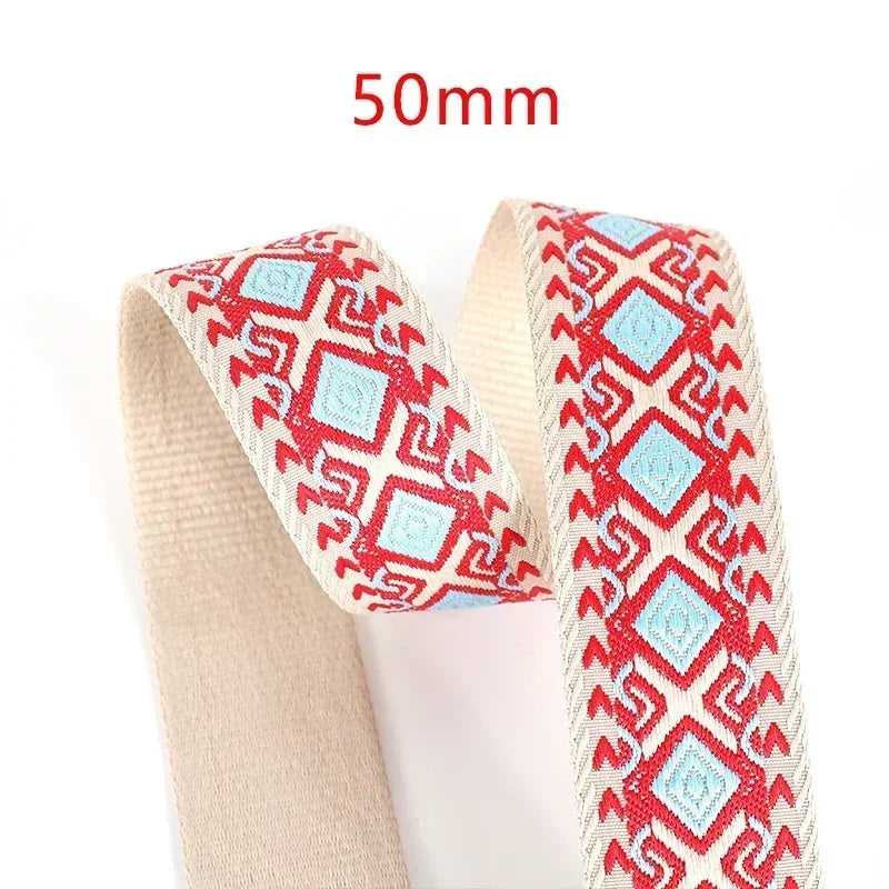 3/100Meters Meetee 38/50mm Jacquard Webbing Tape Bag Ribbon Strap Garment Sewing Decoration Ribbons Tapes Home Textile Accessory